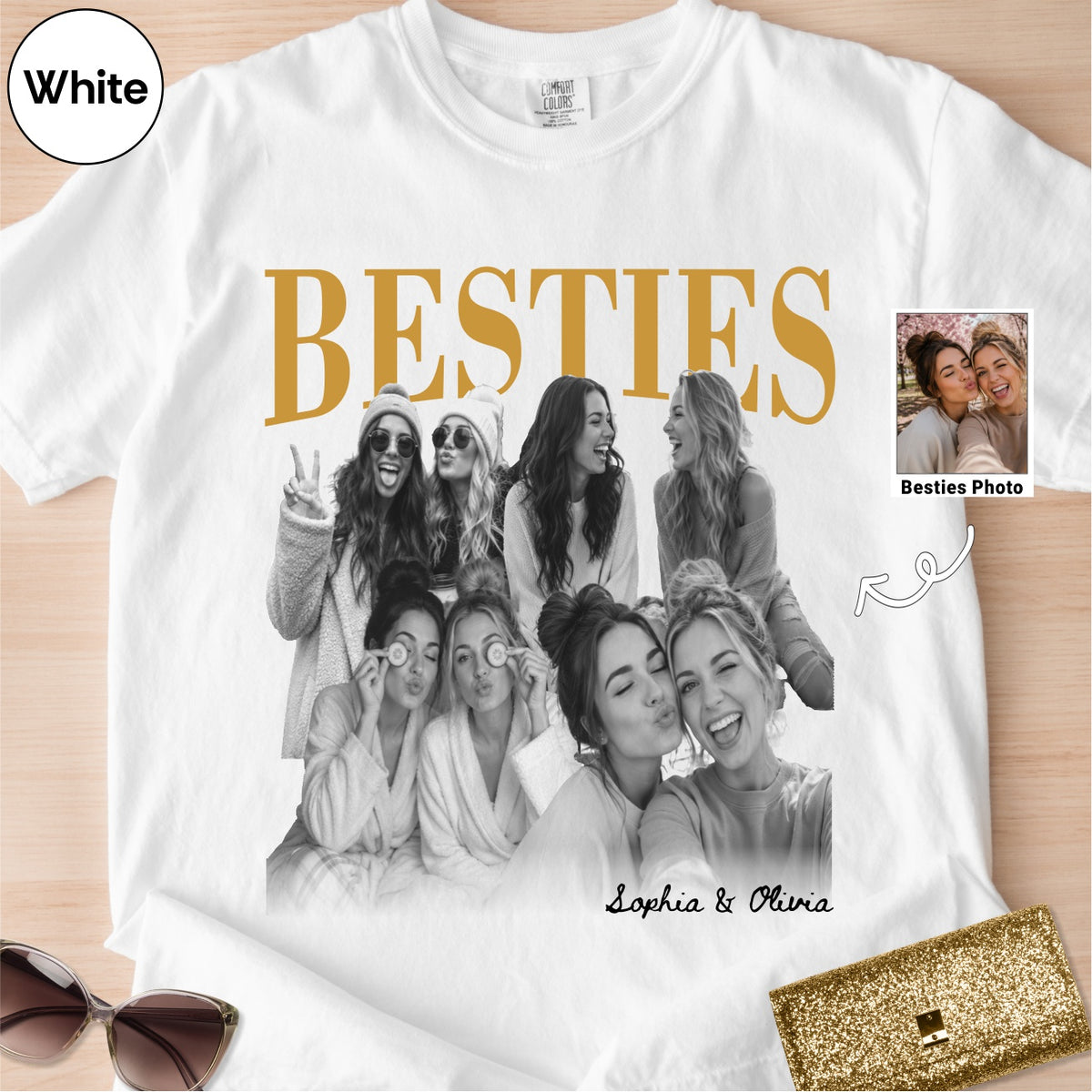 Custom Besties Photo Collage Bootleg Shirt