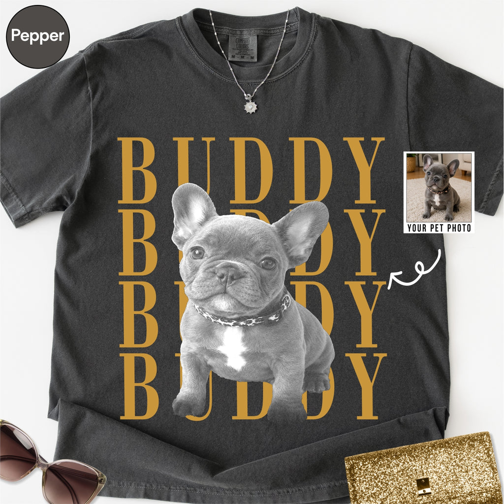 Custom French Bull Dog photo Comfort Colors Shirt