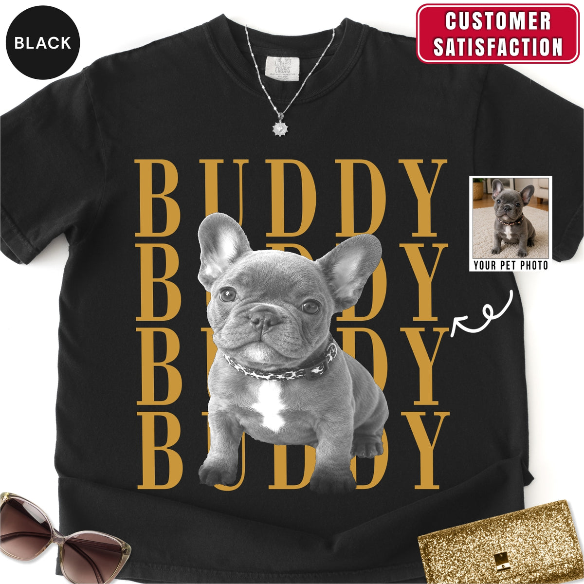 Custom French Bull Dog photo Comfort Colors Shirt