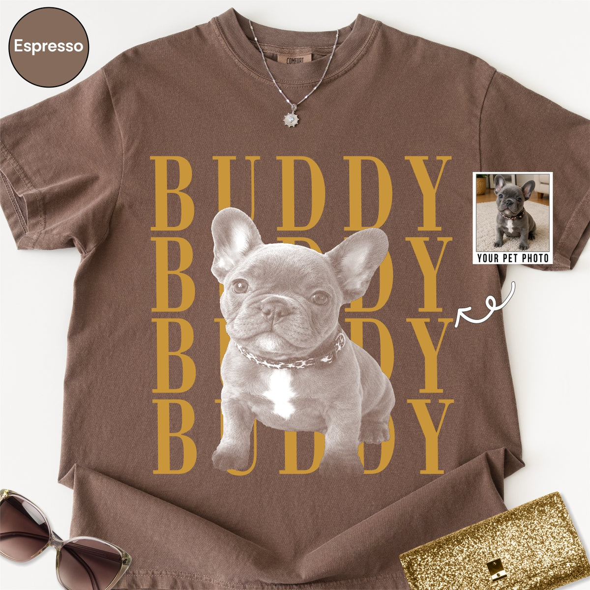 Custom French Bull Dog photo Comfort Colors Shirt