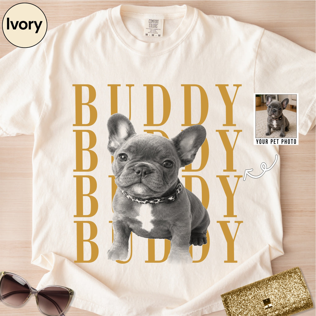 Custom French Bull Dog photo Comfort Colors Shirt