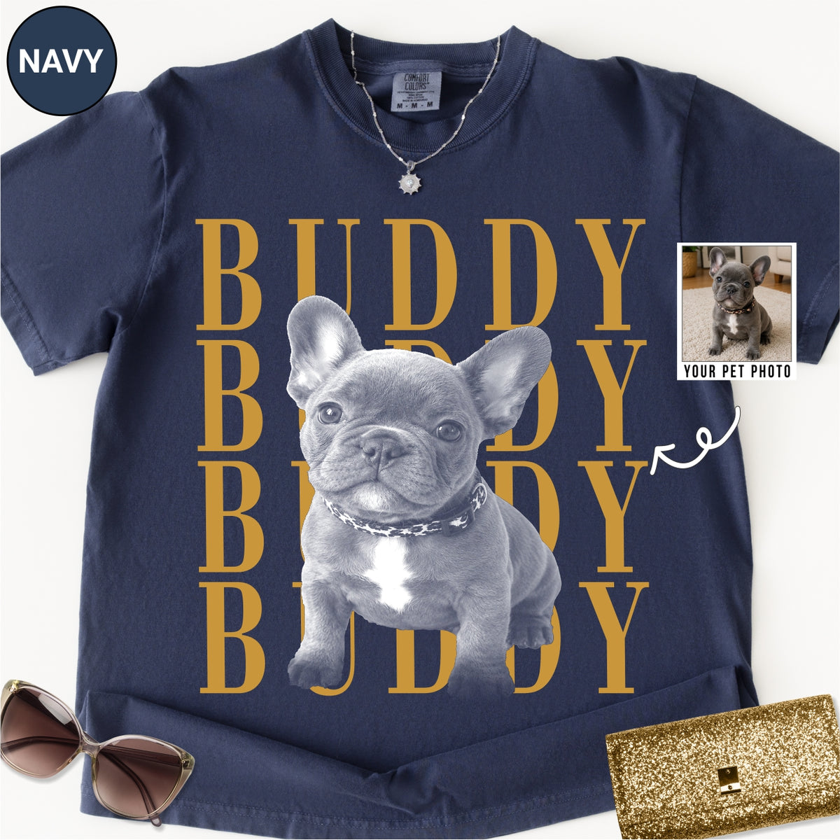 Custom French Bull Dog photo Comfort Colors Shirt