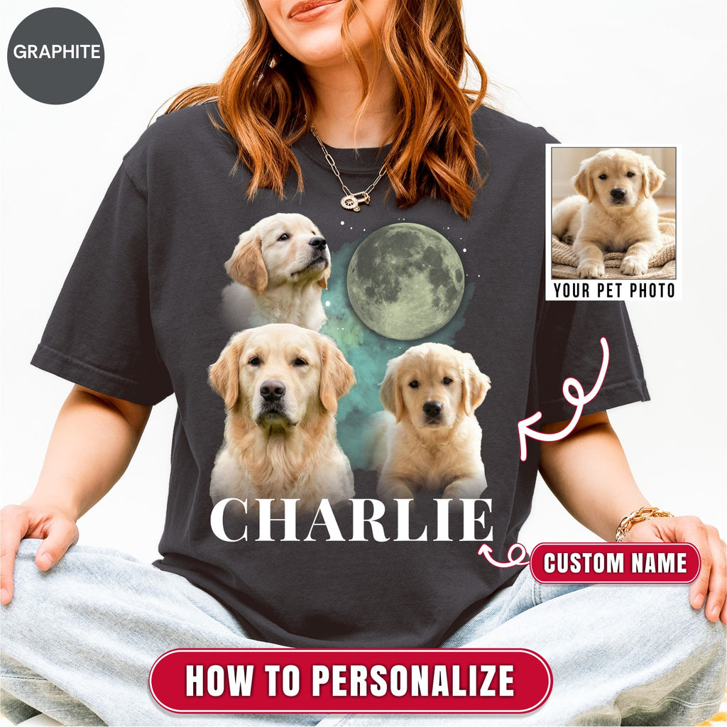 Custom Cosmic Moon Dog Portrait Shirt