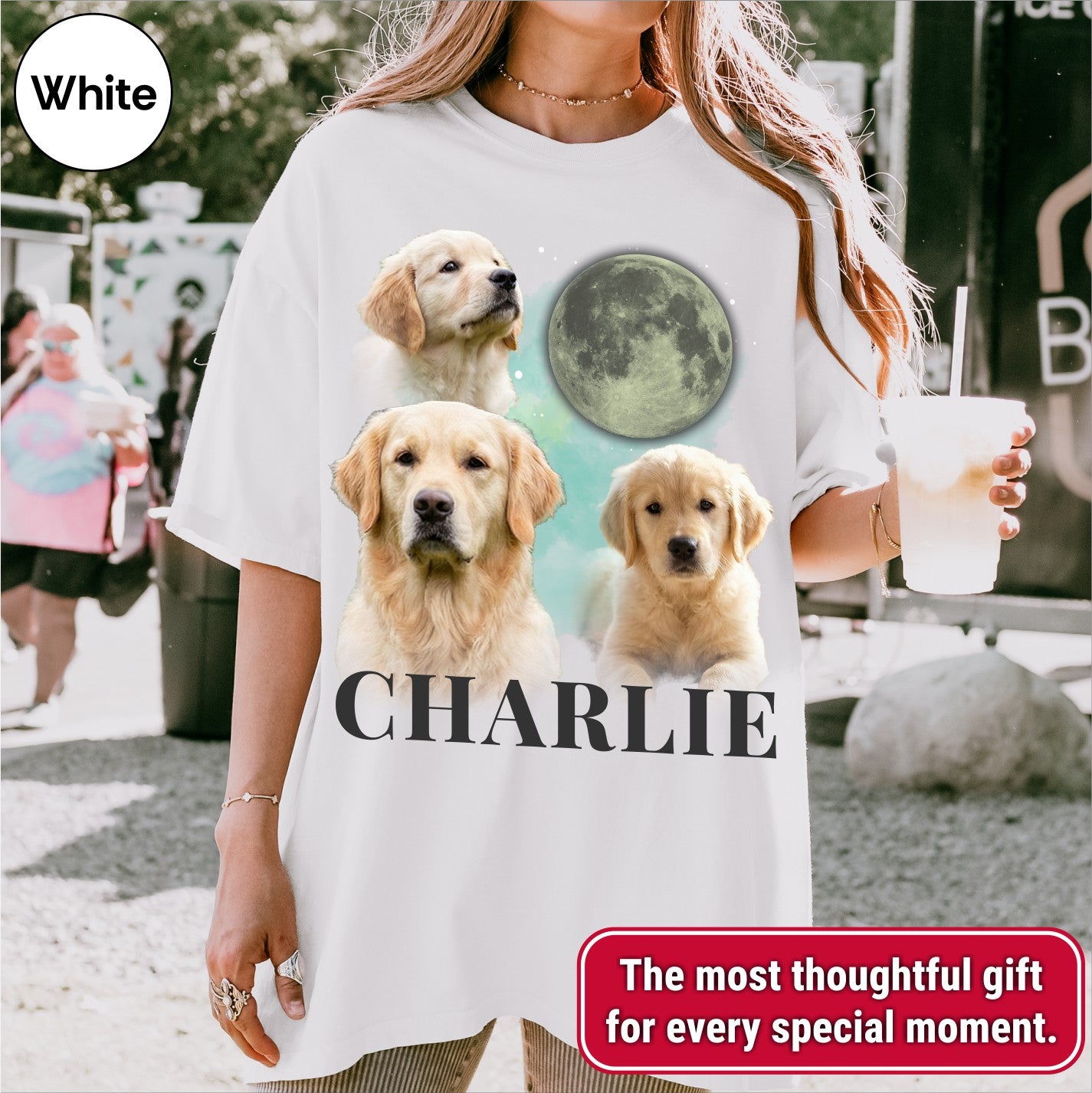 Custom Cosmic Moon Dog Portrait Shirt