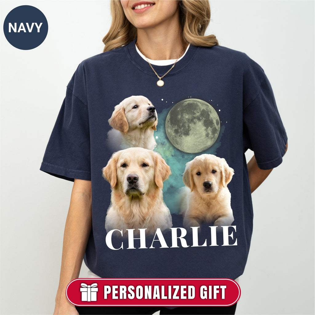 Custom Cosmic Moon Dog Portrait Shirt