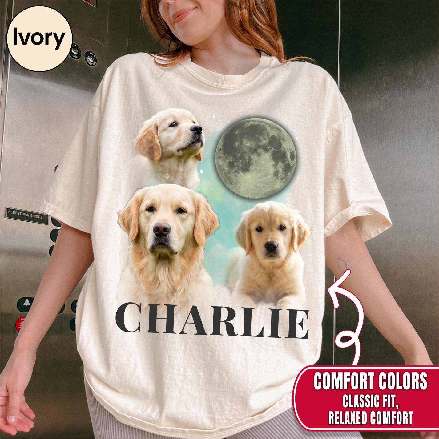 Custom Cosmic Moon Dog Portrait Shirt
