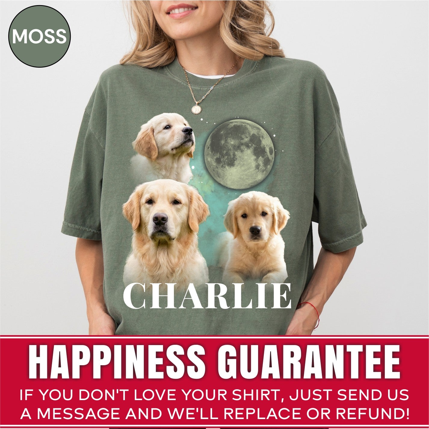 Custom Cosmic Moon Dog Portrait Shirt