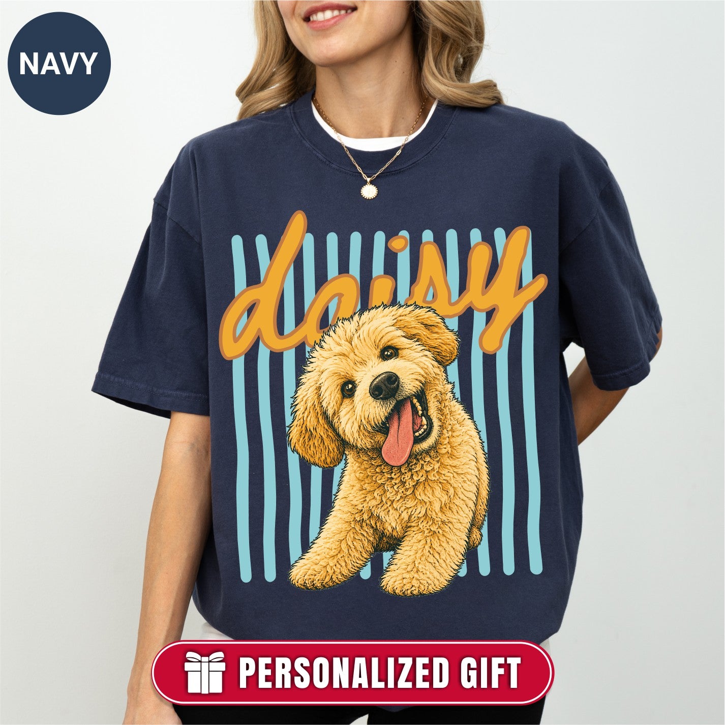 Custom Groovy Dog Name Shirt, Retro 70s Psychedelic Style