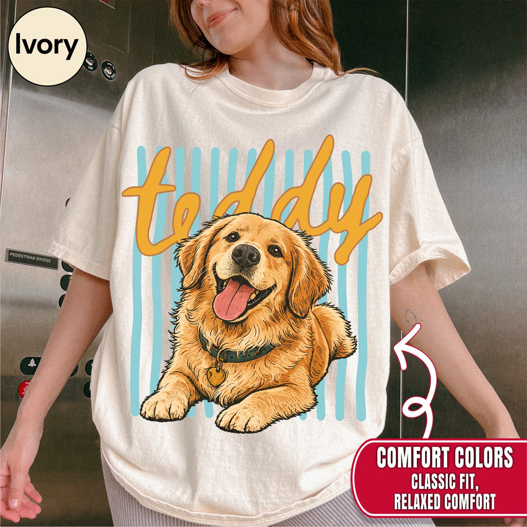 Custom Groovy Dog Name Shirt, Retro 70s Psychedelic Style