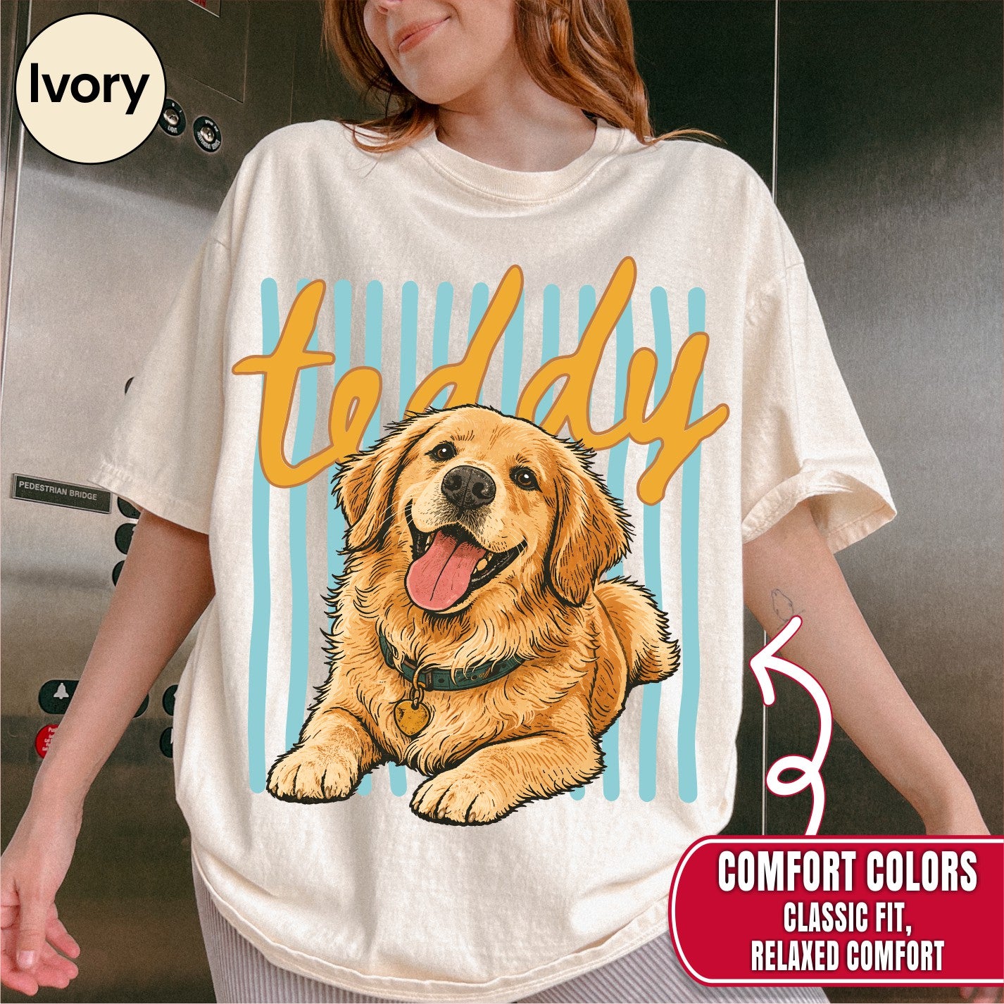 Custom Groovy Dog Name Shirt, Retro 70s Psychedelic Style