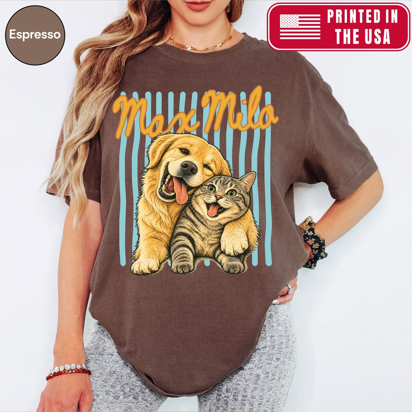 Custom Groovy Dog Name Shirt, Retro 70s Psychedelic Style