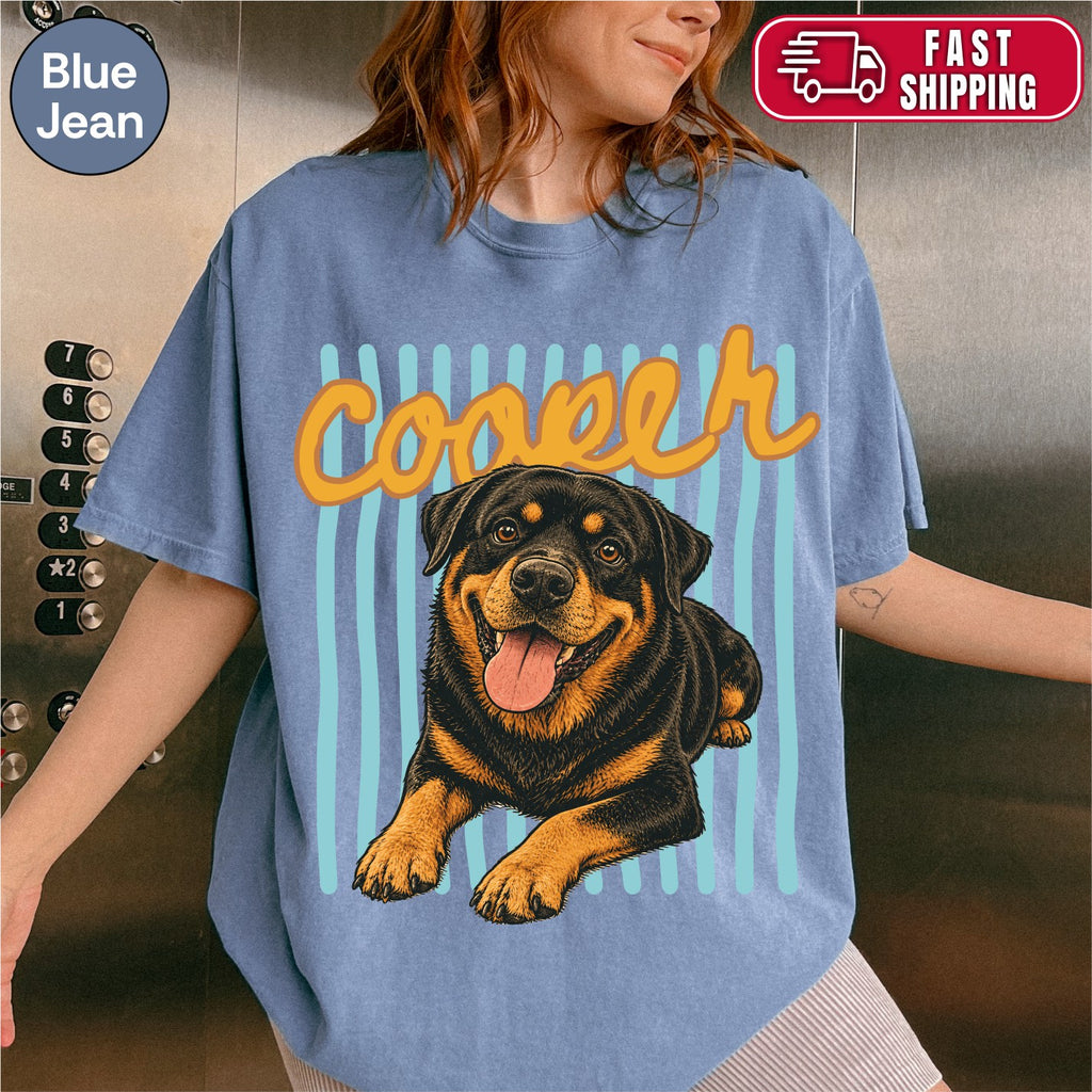 Custom Groovy Dog Name Shirt, Retro 70s Psychedelic Style