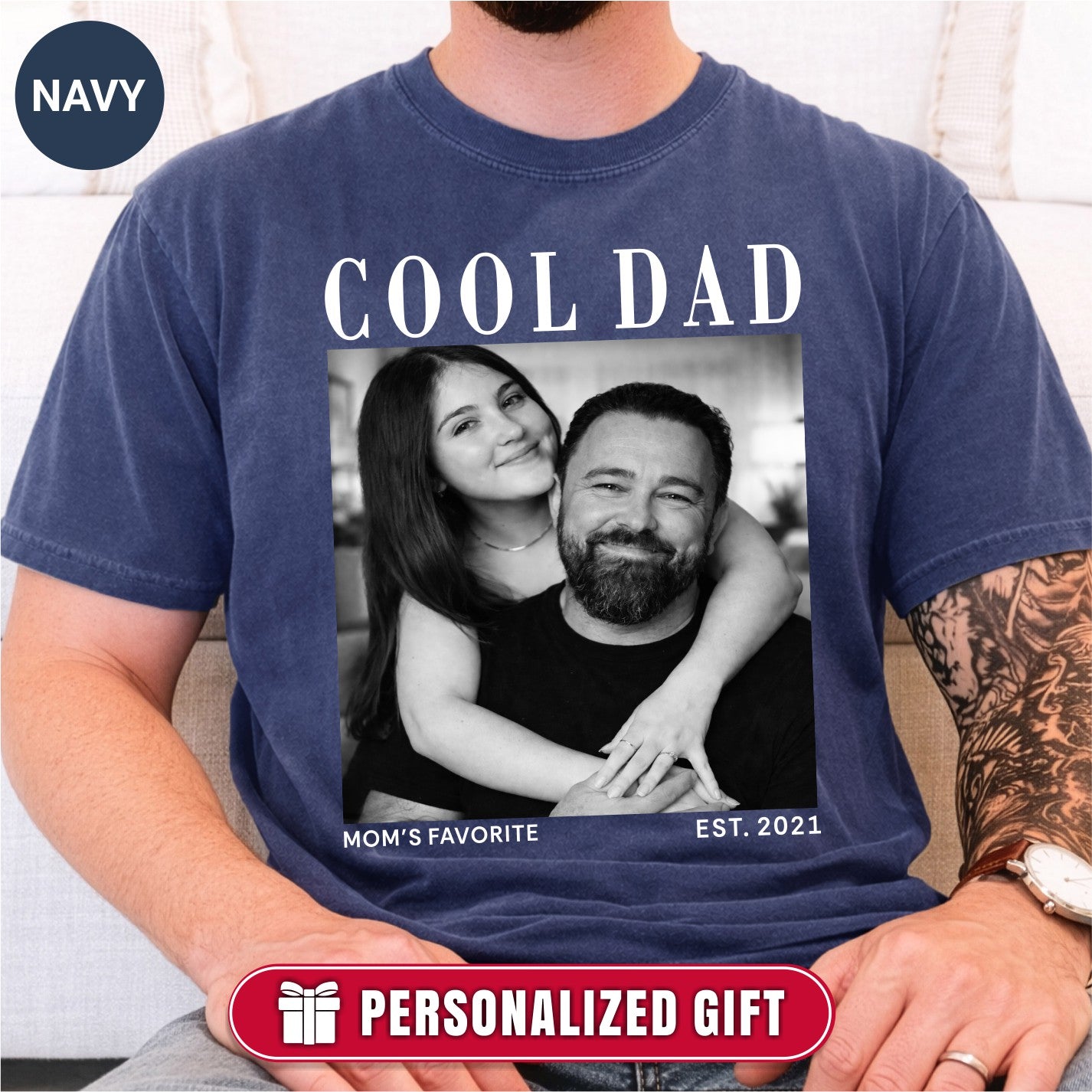 Cool Dad Custom Photo Shirt, Personalized Dad Gift from Daughter Son