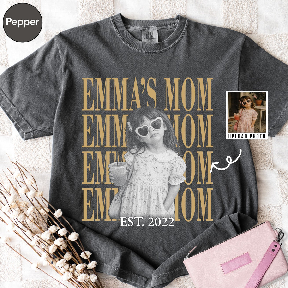 Custom Mom Bootleg Style Shirt With Child Photo