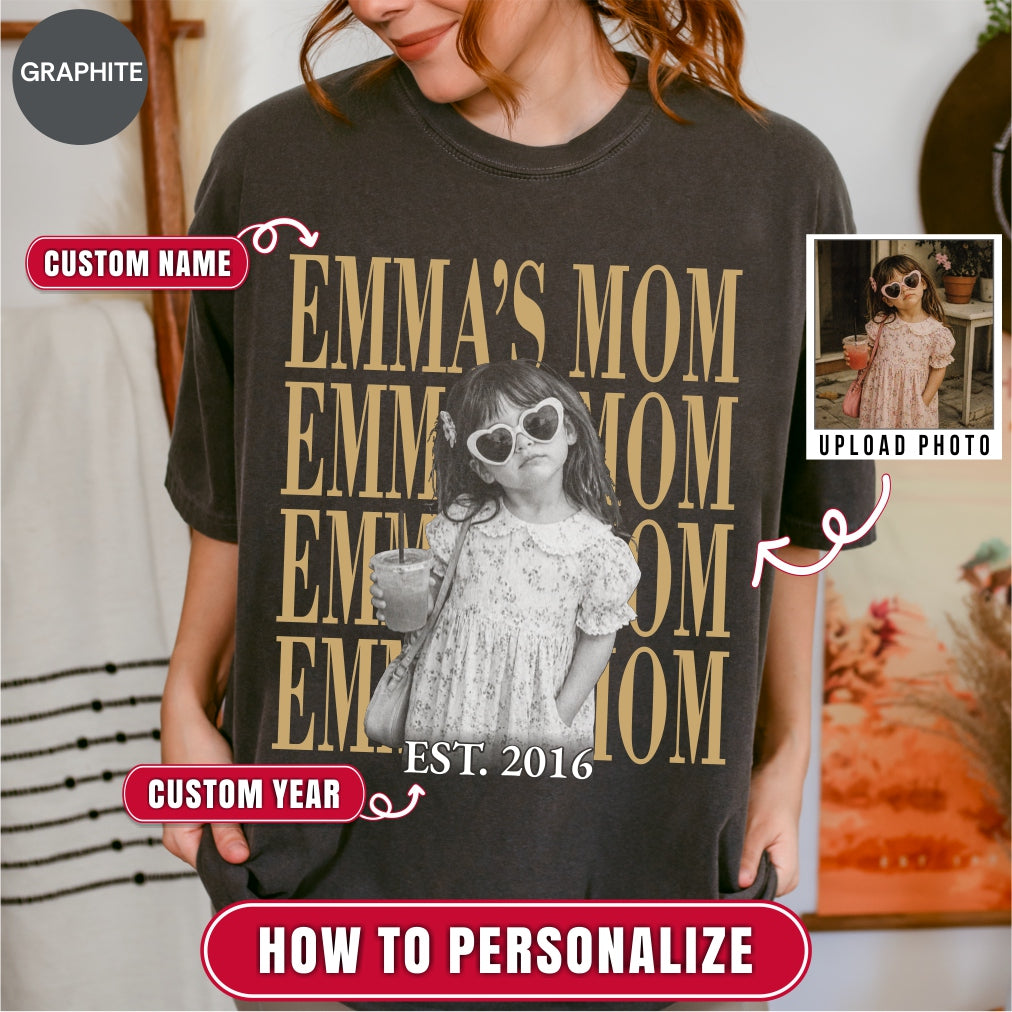 Custom Mom Bootleg Style Shirt With Child Photo