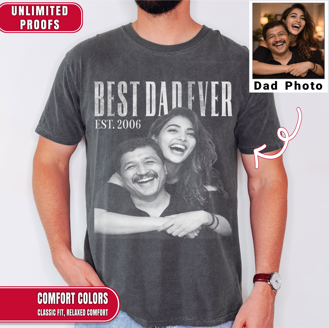Best Dad Ever Custom Photo Shirt