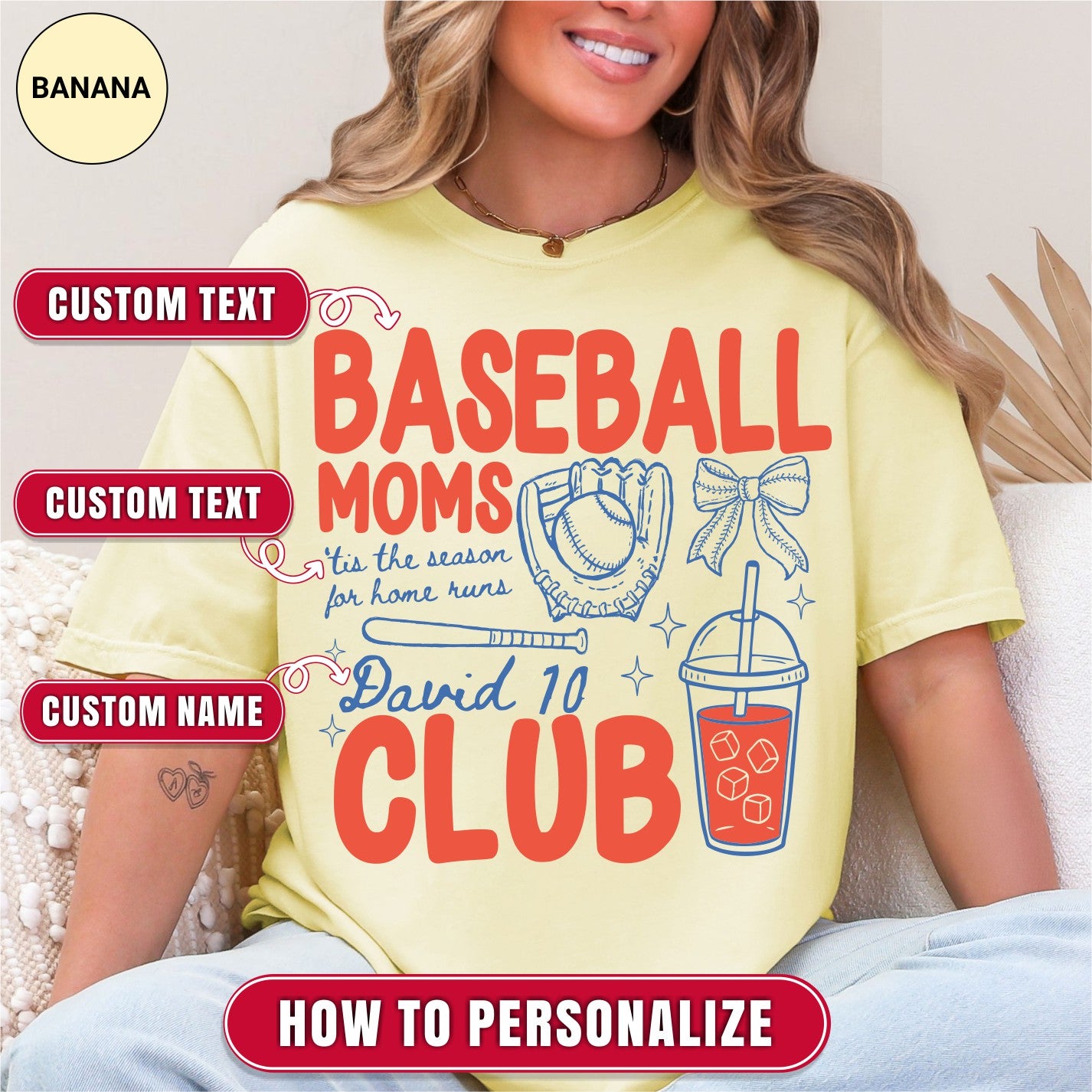 Custom Baseball Mom Club Shirt, Retro Baseball Doodle Style