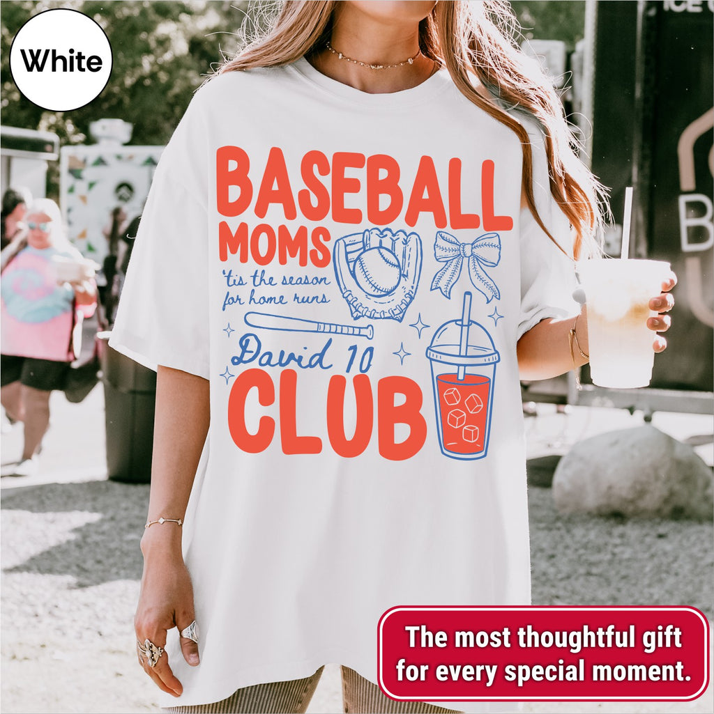 Custom Baseball Mom Club Shirt, Retro Baseball Doodle Style