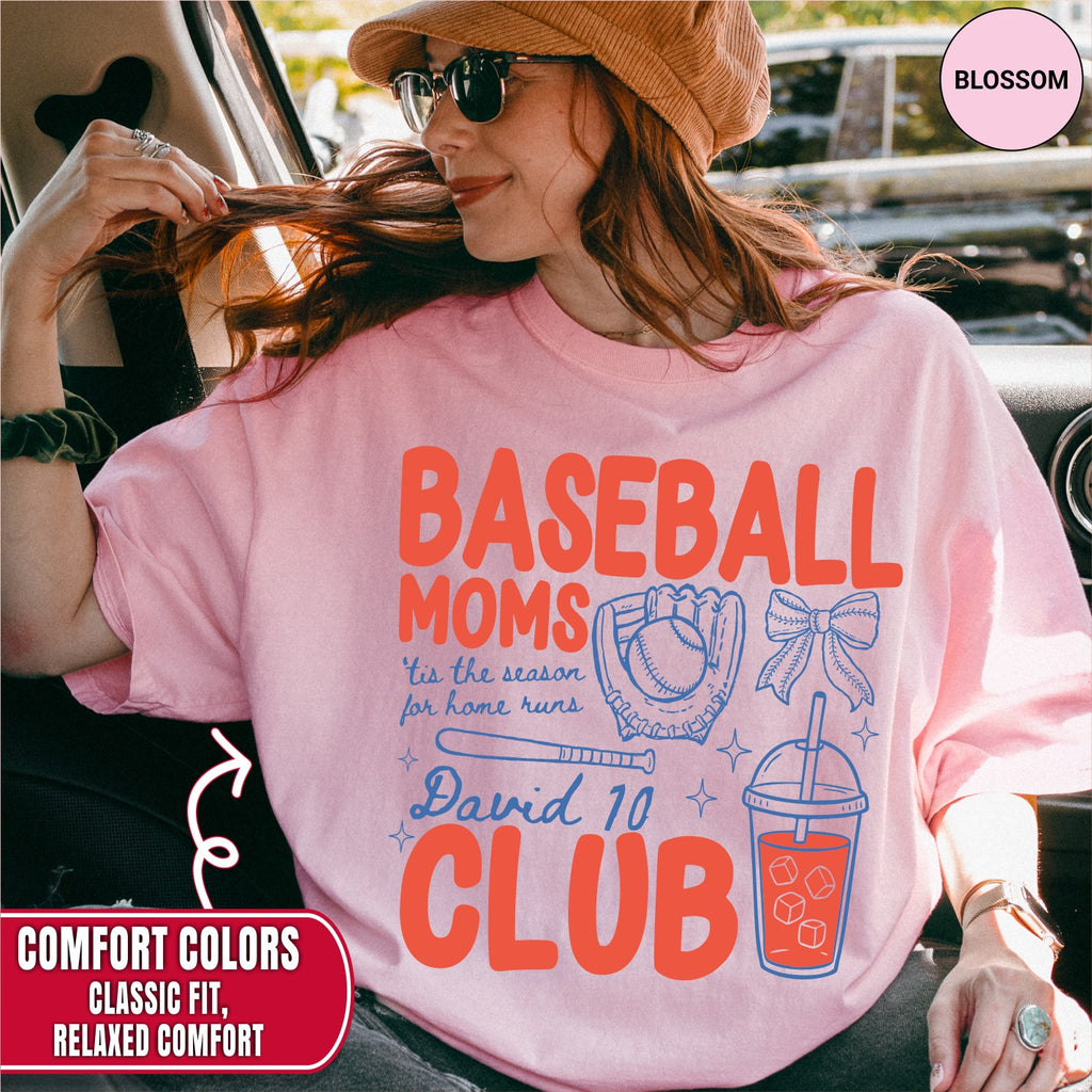 Custom Baseball Mom Club Shirt, Retro Baseball Doodle Style