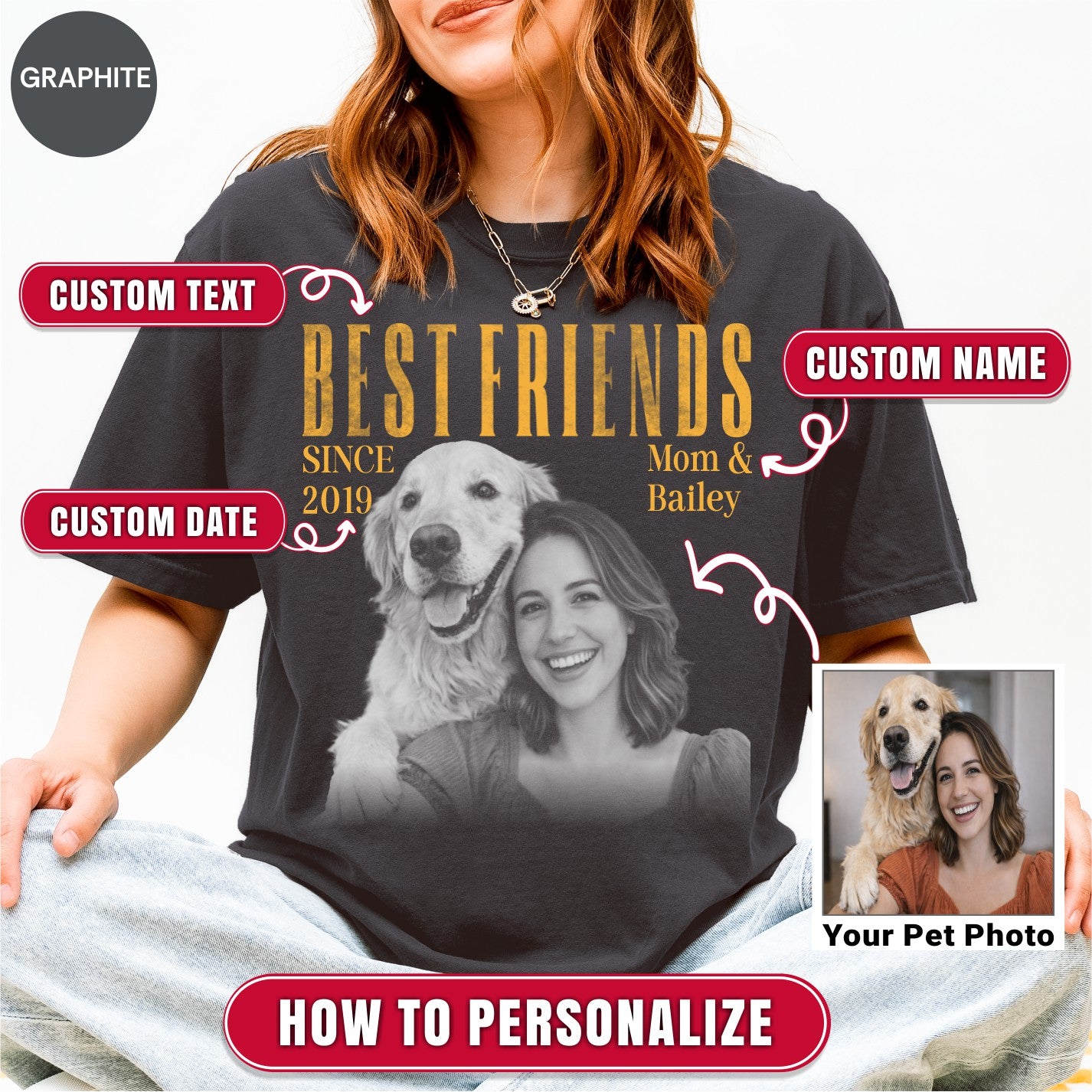 Custom Dog Photo Shirt for Dog Mom
