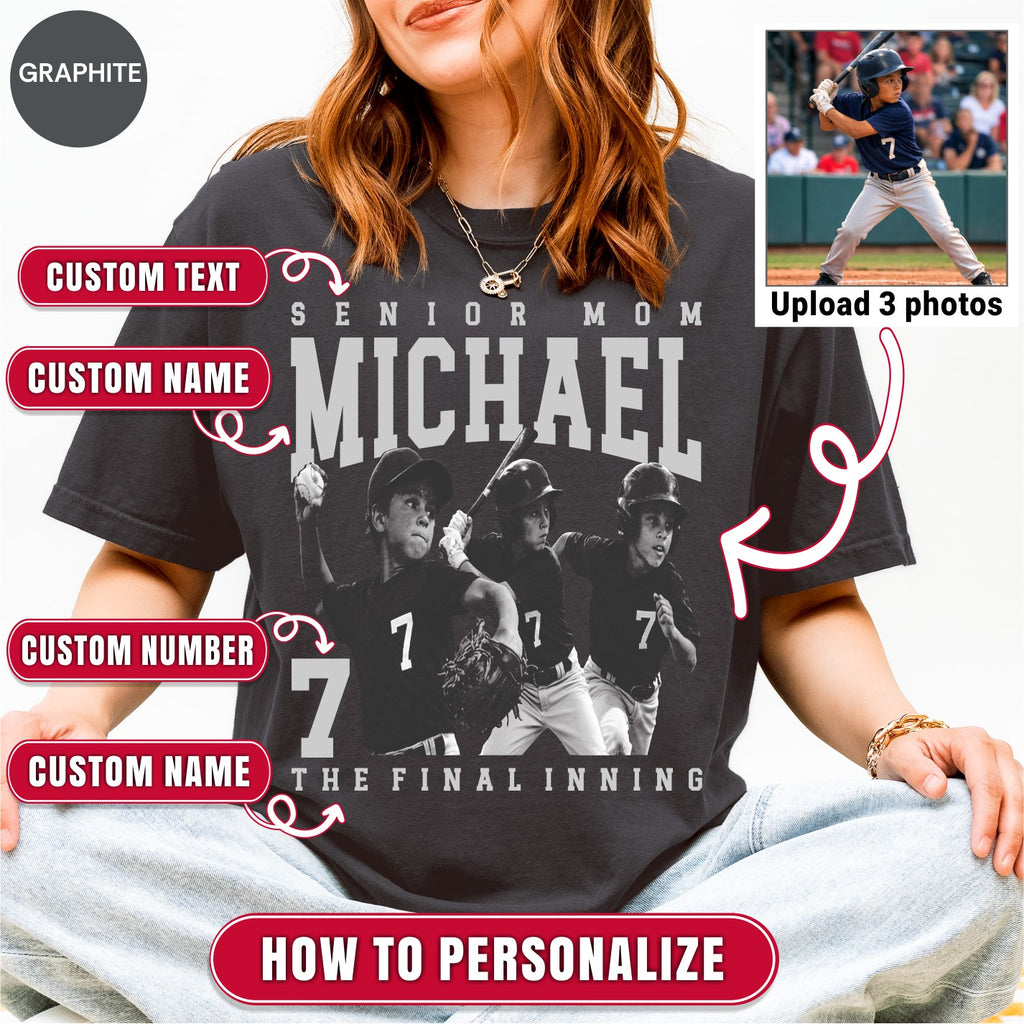 Senior Baseball Mom Custom Photo Shirt