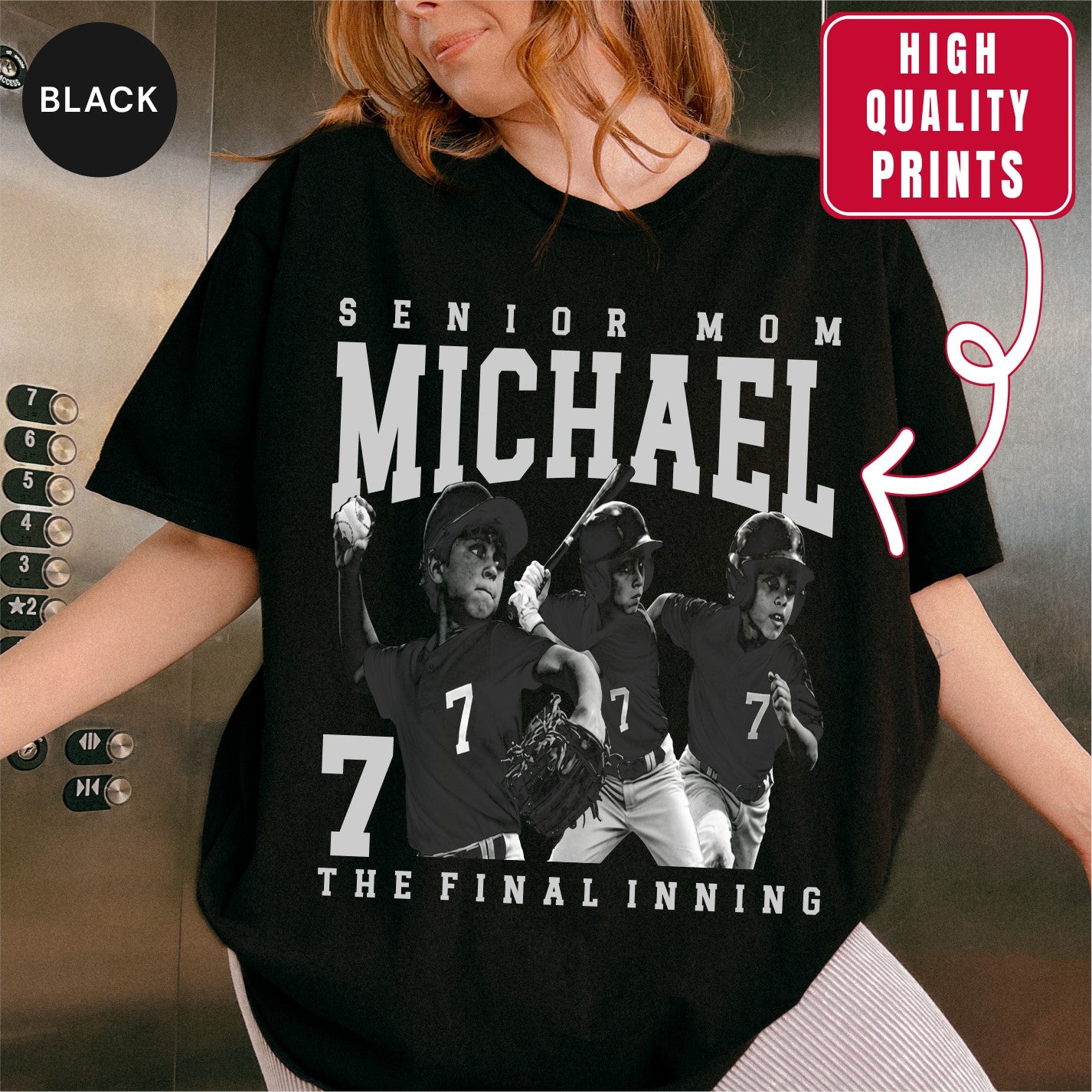Senior Baseball Mom Custom Photo Shirt