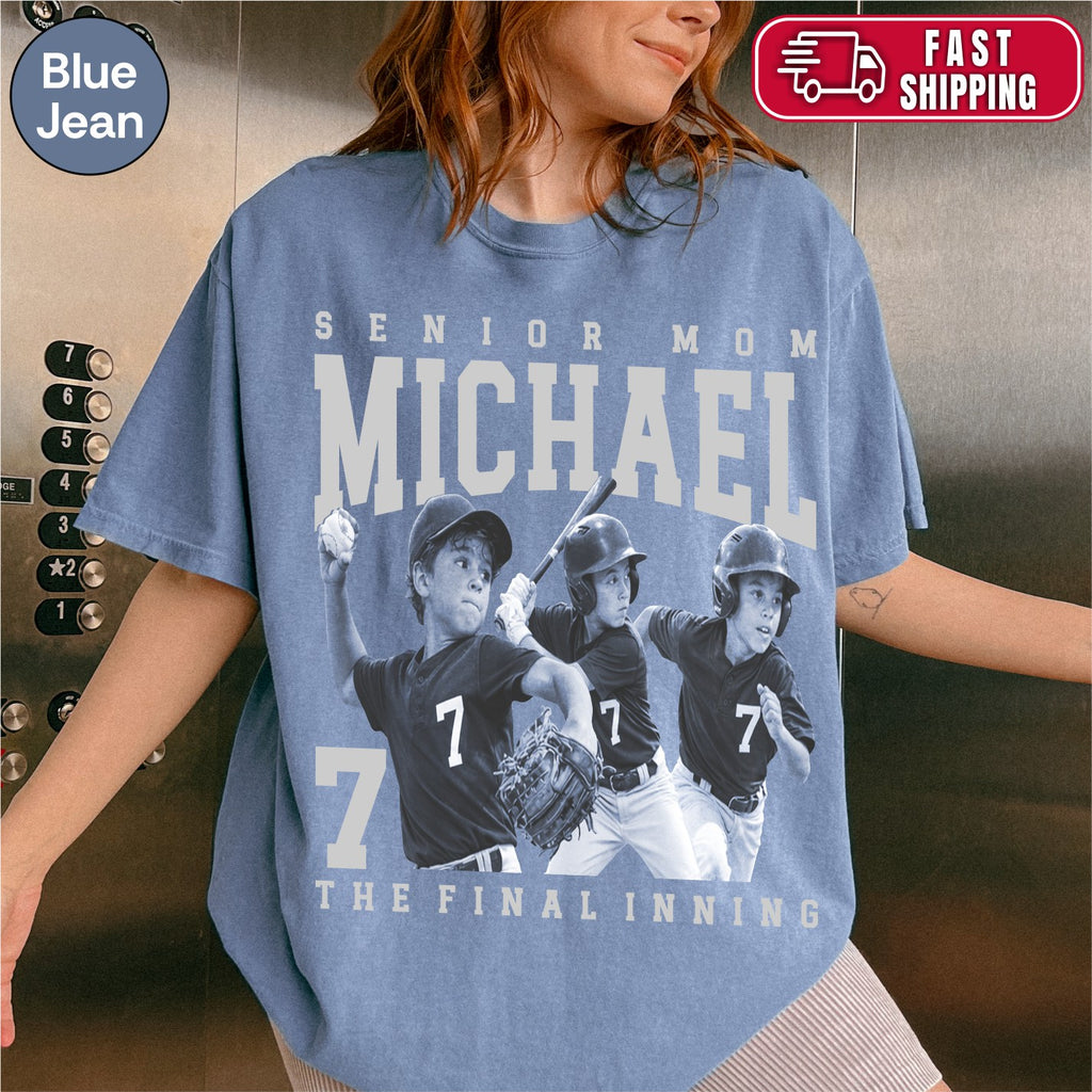 Senior Baseball Mom Custom Photo Shirt