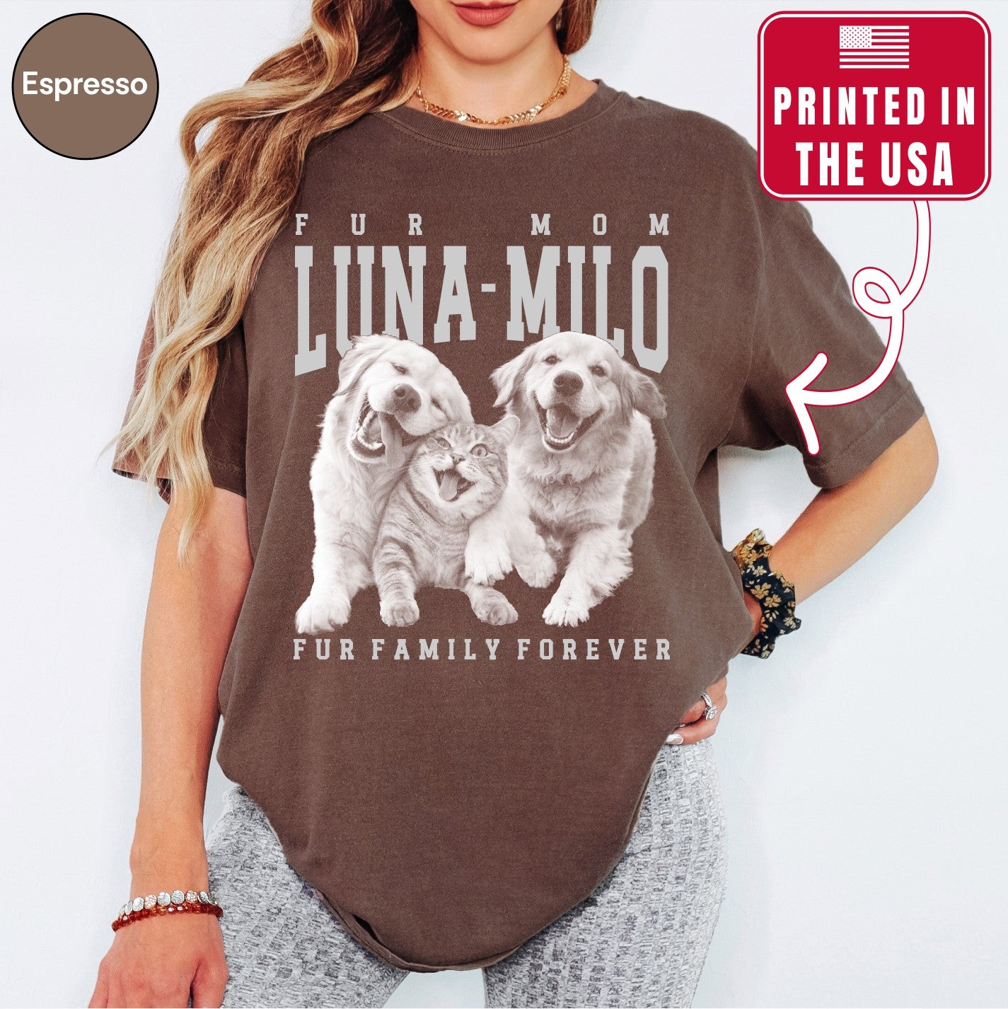 Custom Pet Photo Shirt for Fur Mom