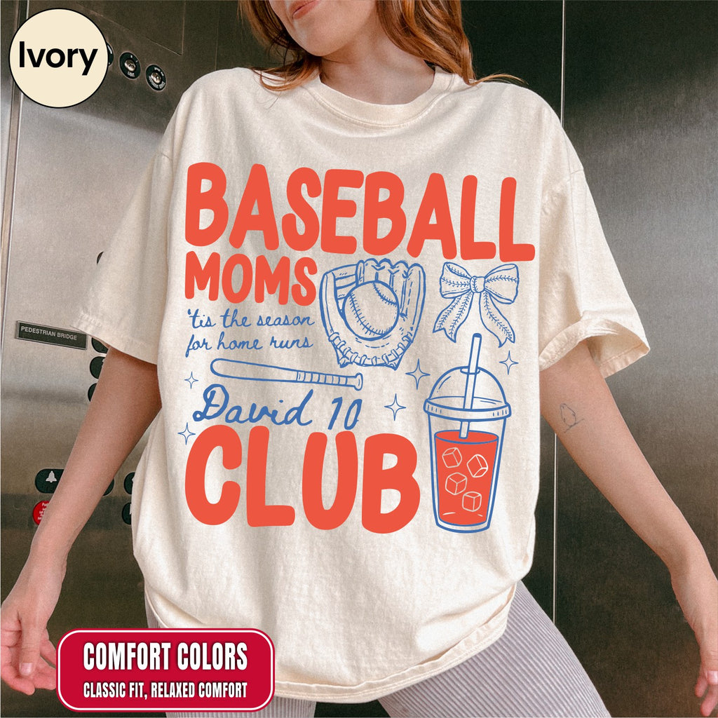 Custom Baseball Mom Club Shirt, Retro Baseball Doodle Style