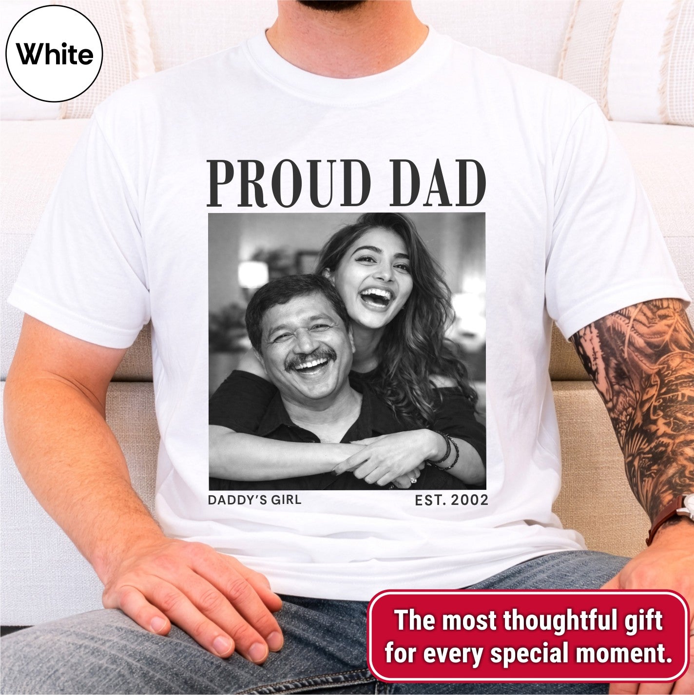 Custom Photo Proud Dad Shirt, Personalized Dad Gift from Daughter