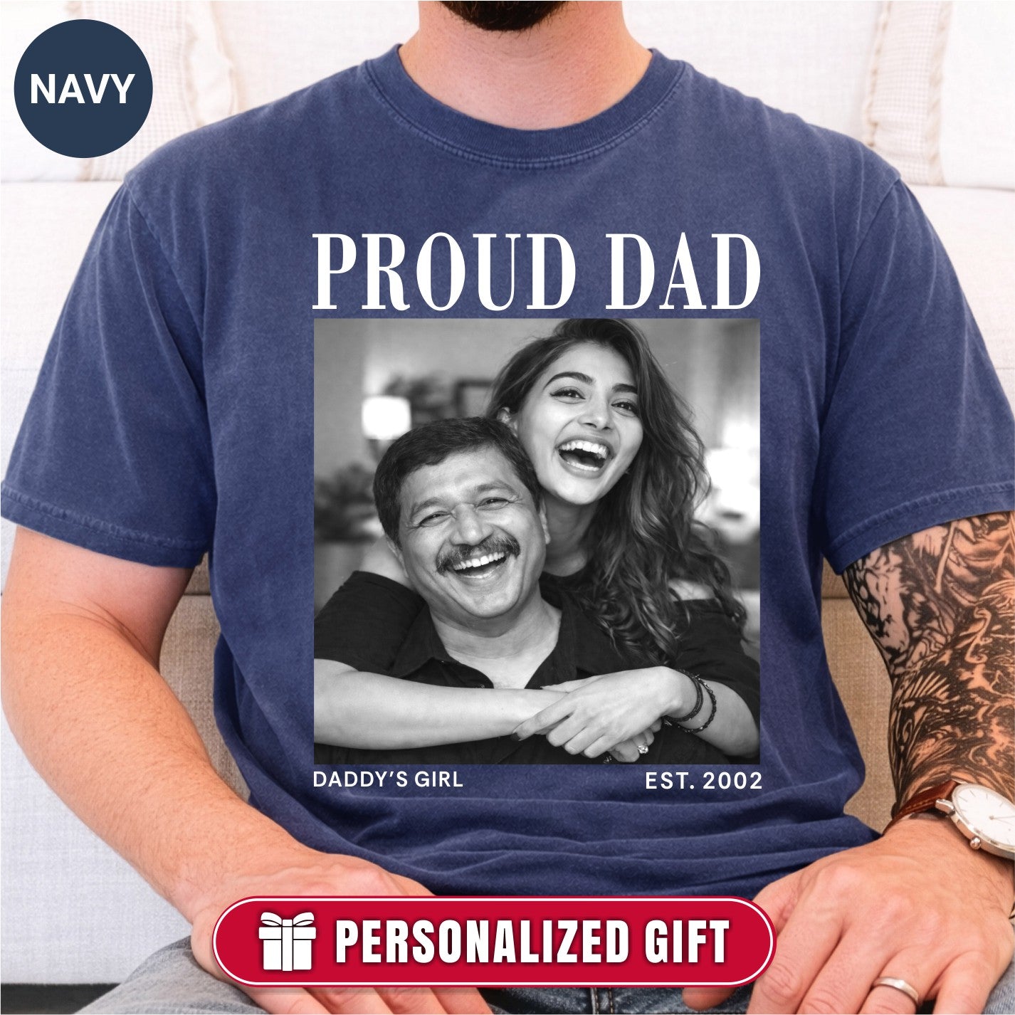 Custom Photo Proud Dad Shirt, Personalized Dad Gift from Daughter