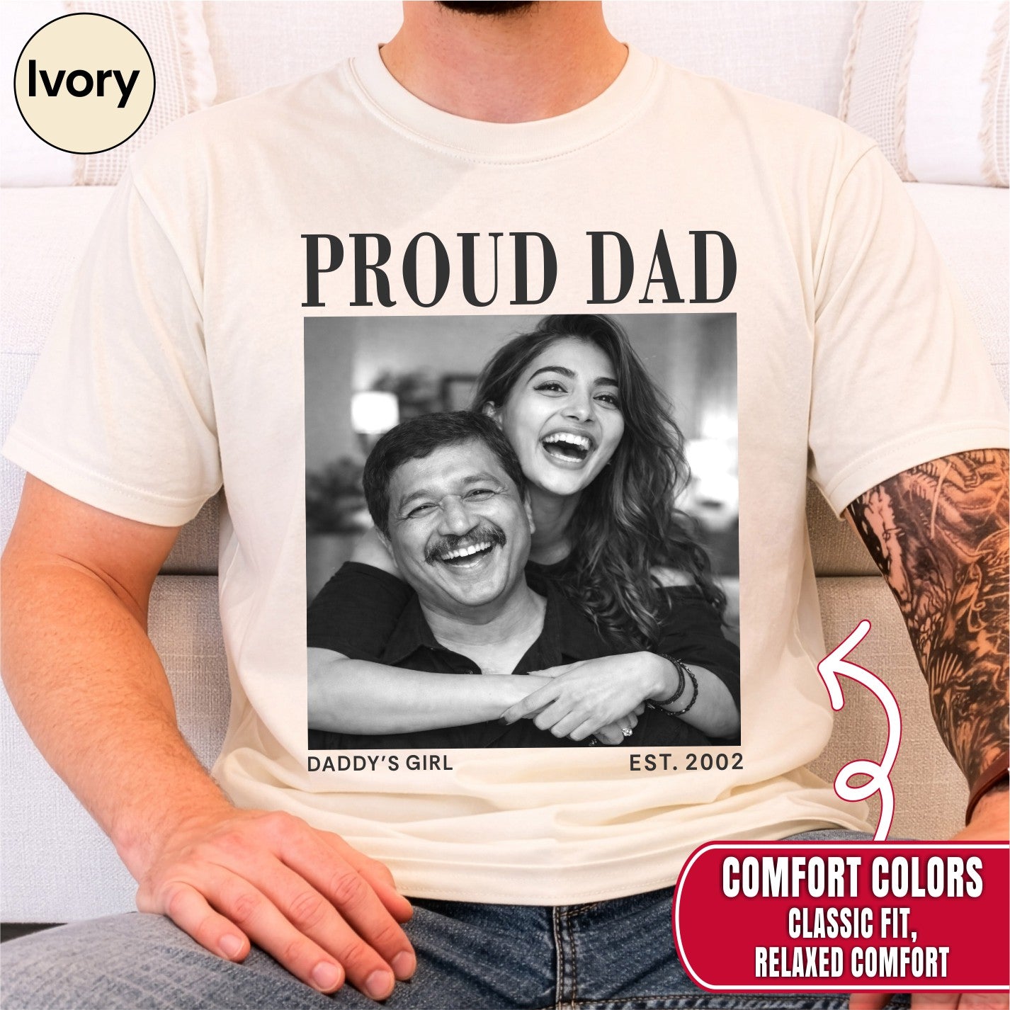 Custom Photo Proud Dad Shirt, Personalized Dad Gift from Daughter