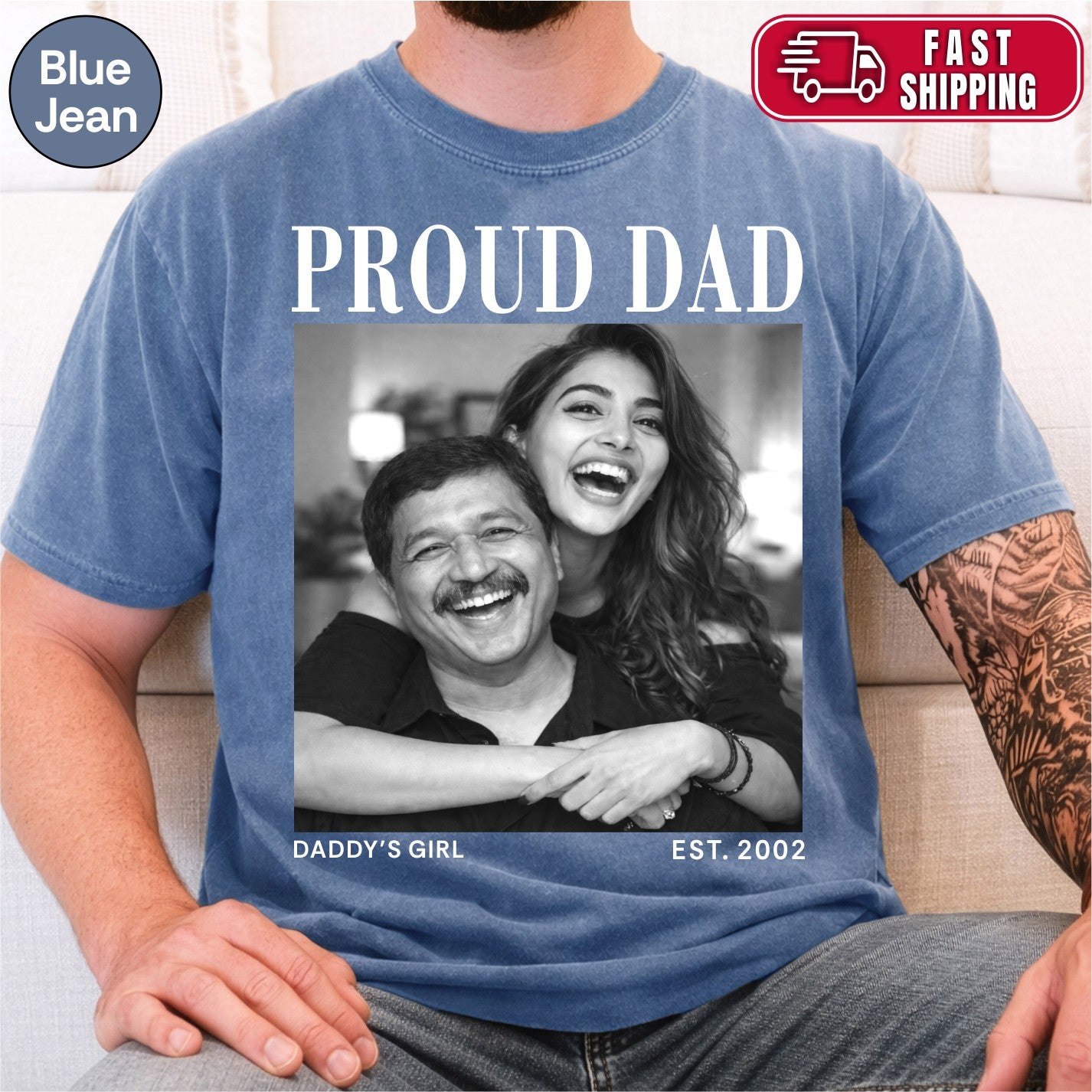Custom Photo Proud Dad Shirt, Personalized Dad Gift from Daughter