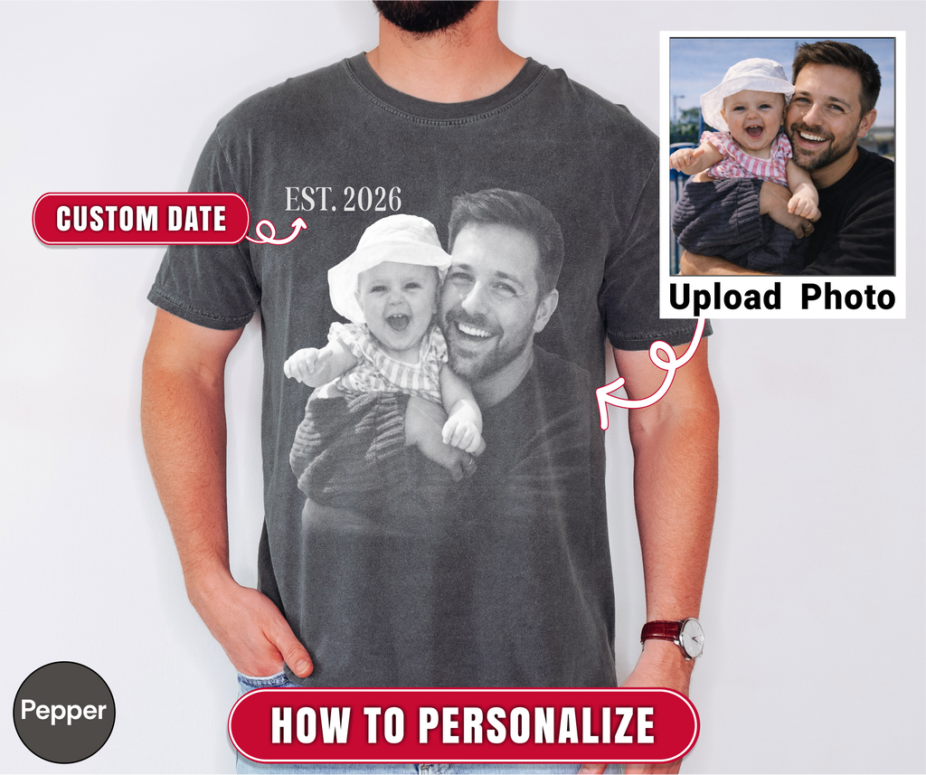 New Dad Est 2026 Shirt - Custom Dad Photo Tshirt