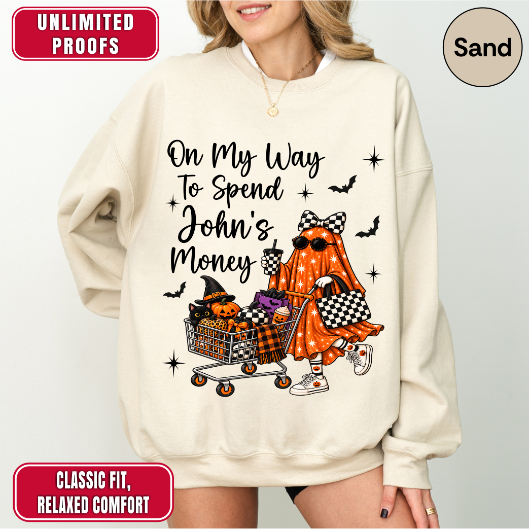 Custom Halloween Funny Ghost Shopping Sweatshirt