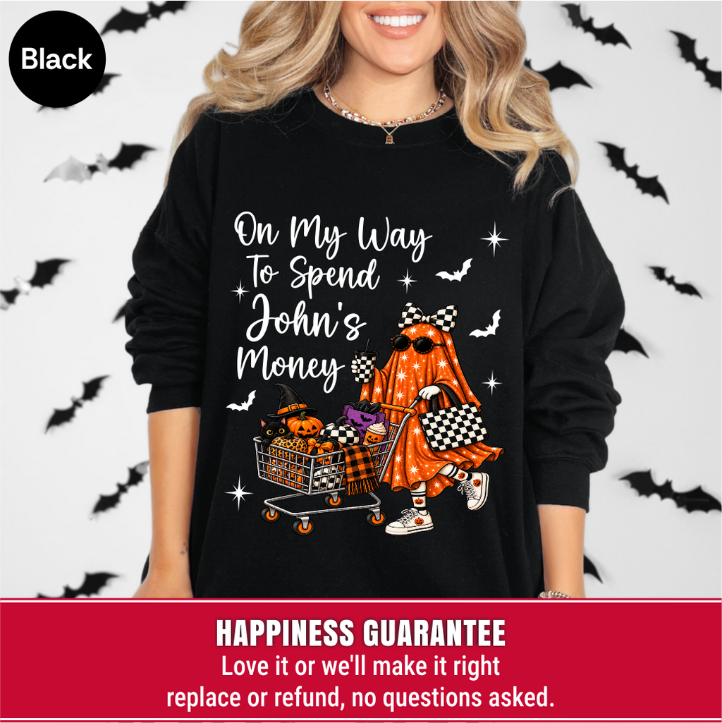 Custom Halloween Funny Ghost Shopping Sweatshirt