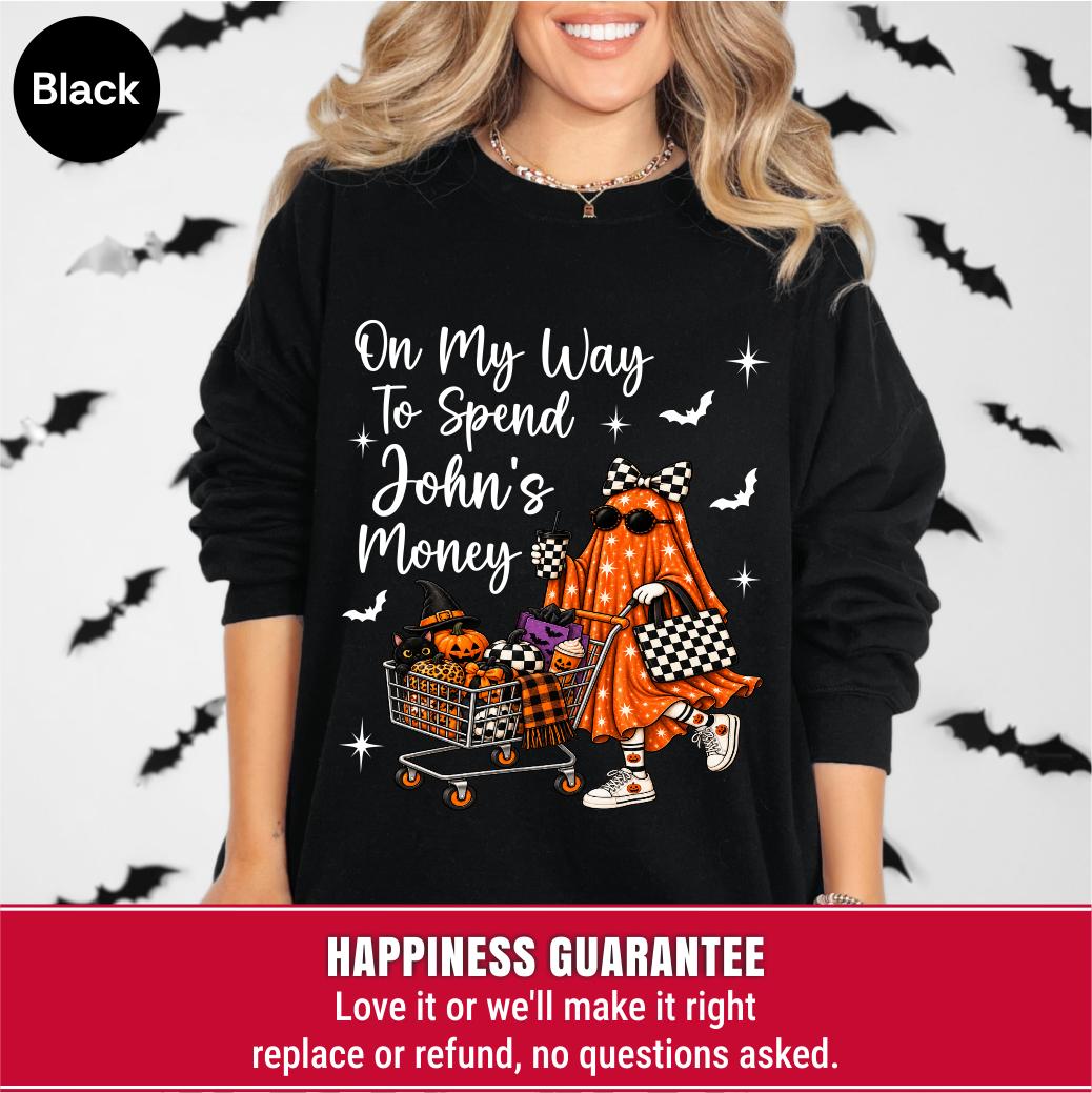 Custom Halloween Funny Ghost Shopping Sweatshirt