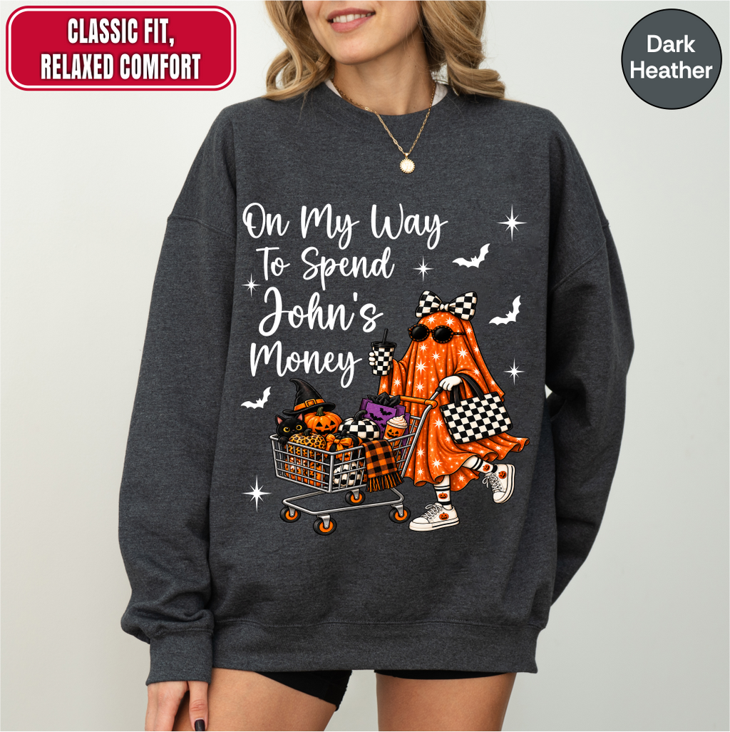 Custom Halloween Funny Ghost Shopping Sweatshirt