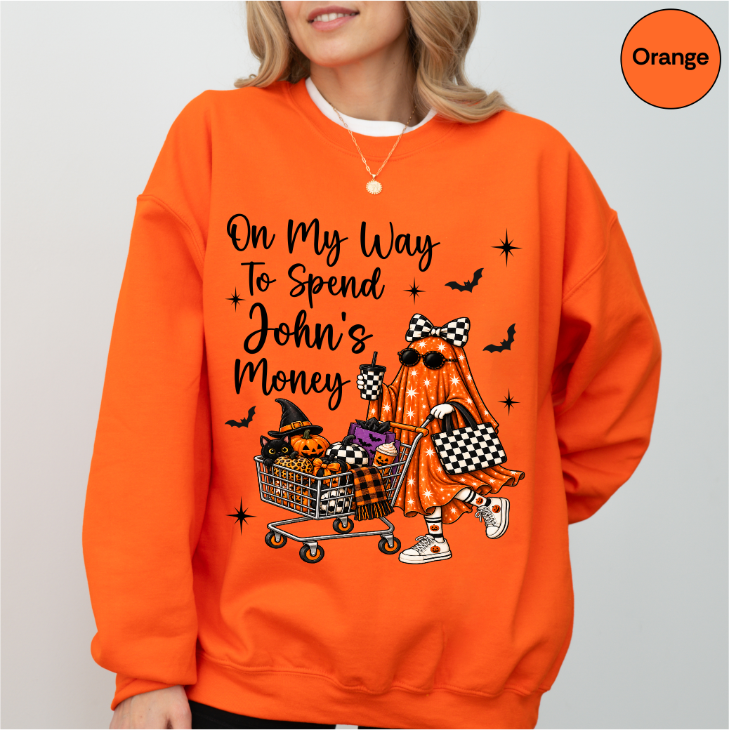Custom Halloween Funny Ghost Shopping Sweatshirt