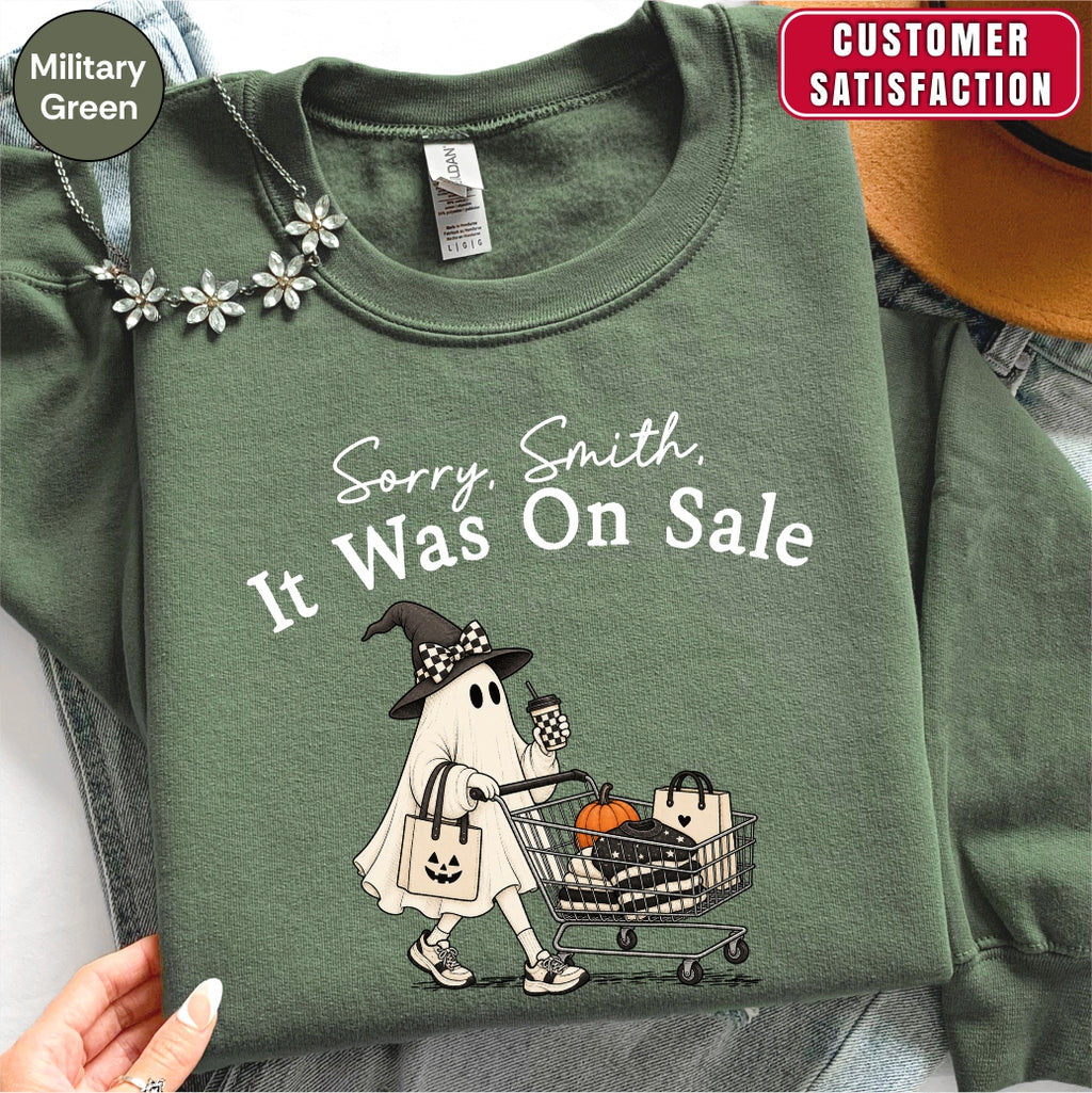 Personalized Funny Shopping Ghost Halloween Sweatshirt