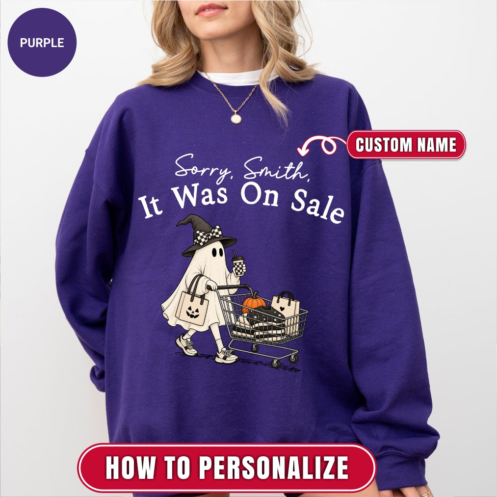 Personalized Funny Shopping Ghost Halloween Sweatshirt
