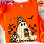 Personalized Vintage Cute Ghost Coffee Name Crewneck
