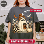 Personalized Retro Ghost Coffee Name Halloween Shirt
