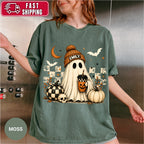 Personalized Retro Ghost Coffee Name Halloween Shirt