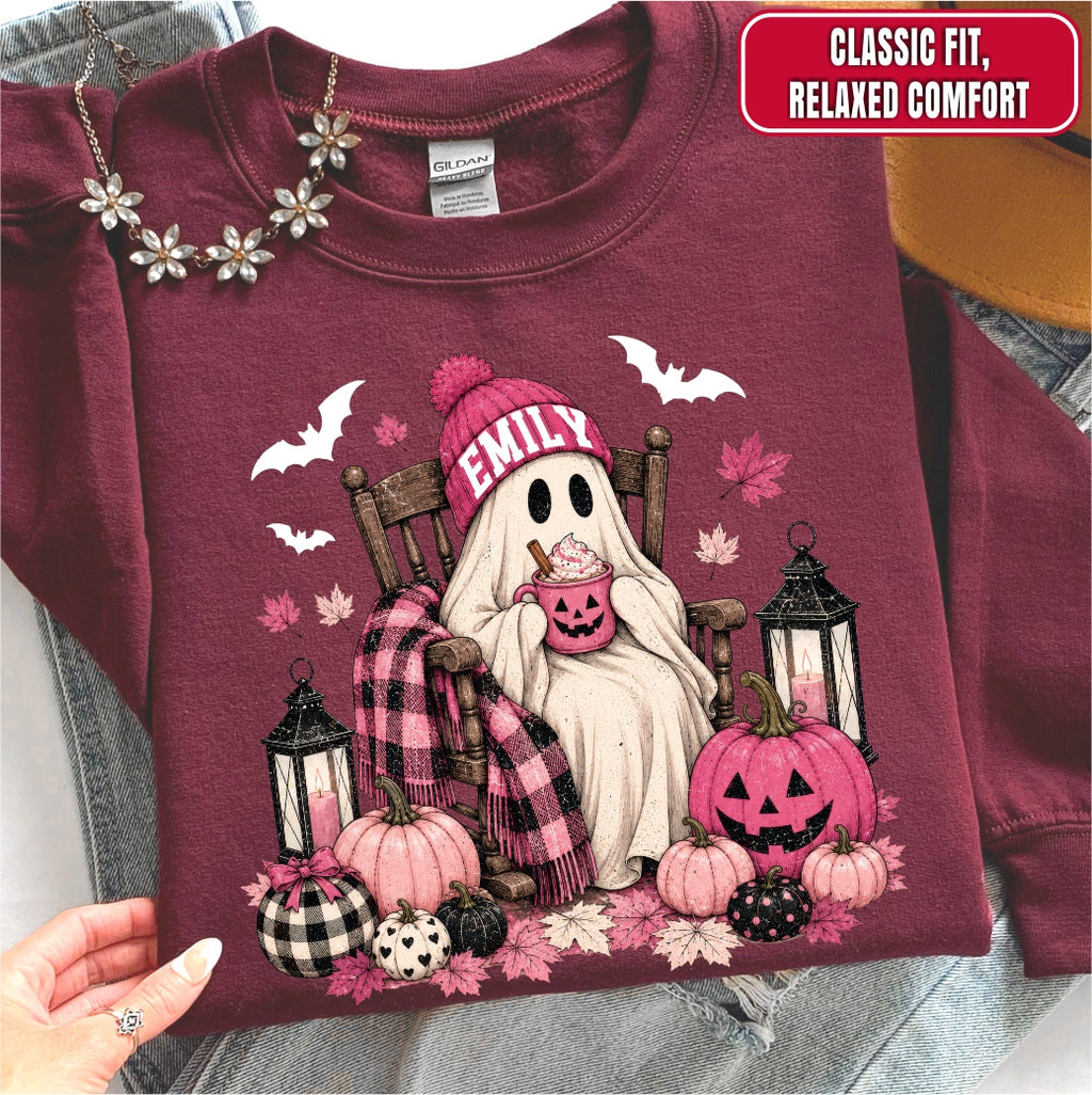 Personalized Cute Ghost Coffee Name Sweatshirt