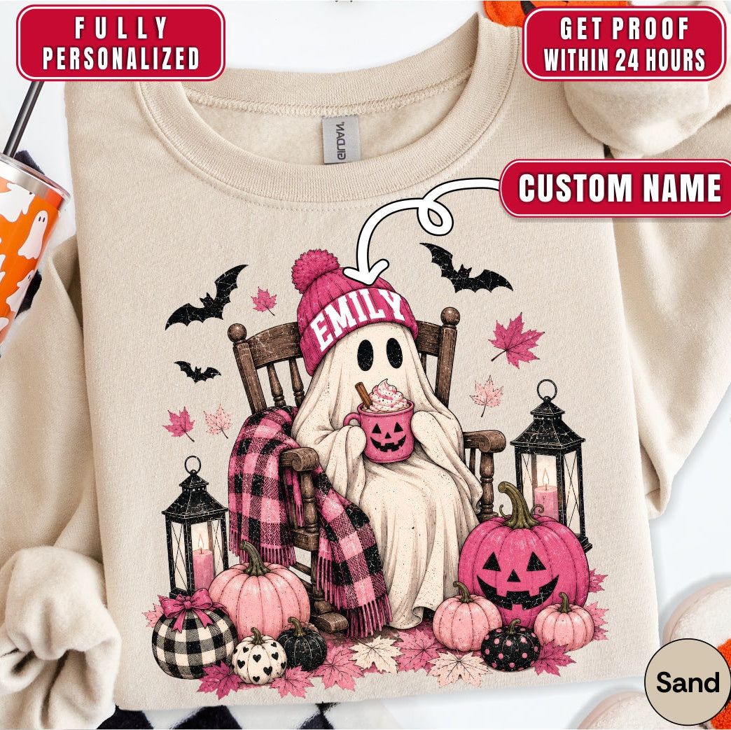 Personalized Cute Ghost Coffee Name Sweatshirt