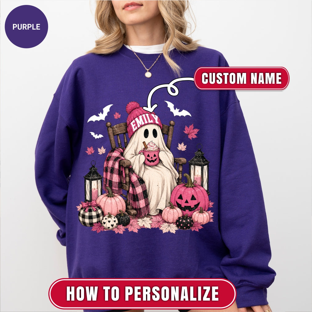 Personalized Cute Ghost Coffee Name Sweatshirt