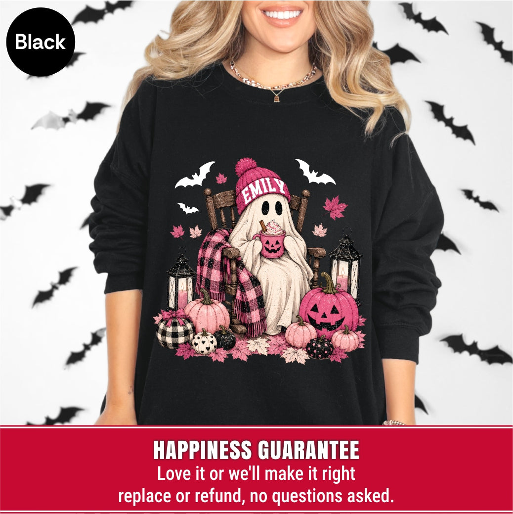 Personalized Cute Ghost Coffee Name Sweatshirt