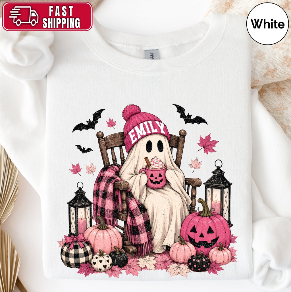 Personalized Cute Ghost Coffee Name Sweatshirt
