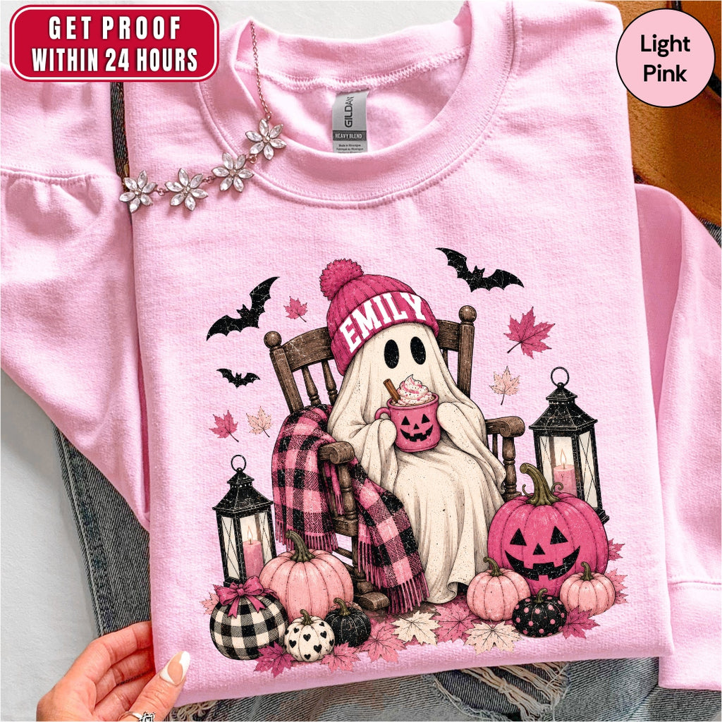 Personalized Cute Ghost Coffee Name Sweatshirt